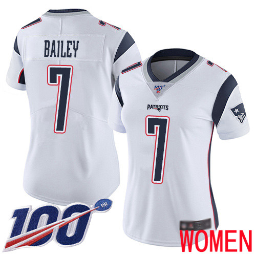 New England Patriots Football #7 Vapor Untouchable 100th Season Limited White Women Jake Bailey Road NFL Jersey->youth nfl jersey->Youth Jersey